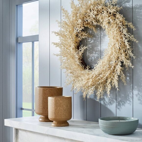 Threshold by  Studio McGee Large Footed Caramel Ceramic Vase NEW‎ - Picture 1 of 7